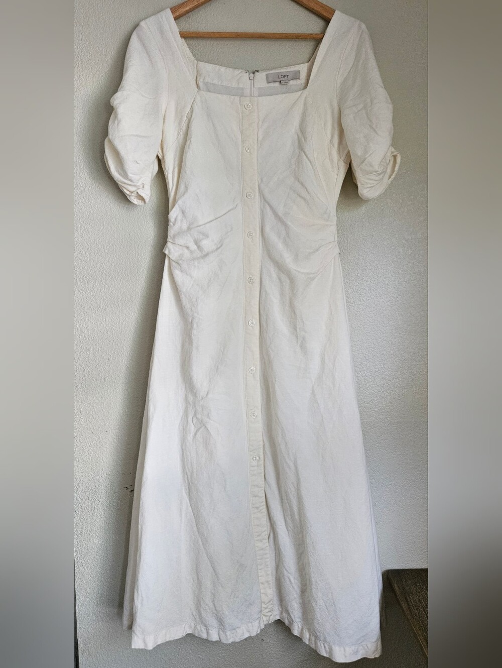LOFT Cream Button-Front Women's Dress